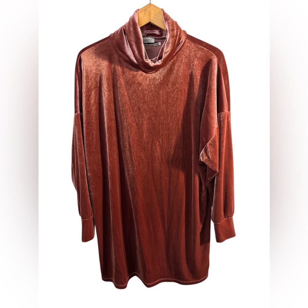 Urban Outfitters Evie Rusty Rose Pink Velvet Oversized turtleneck Dress Sz S-p
